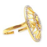 Gold Cocktail Ring with Beautiful Design and Zerkons for Ladies